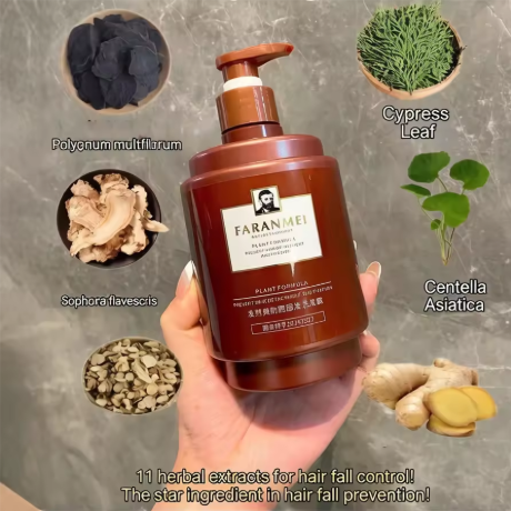 防脫髮洗髮精 500 毫升，含生薑成分，強健髮根，滋養乾枯受損髮質，修復並增厚髮絲。