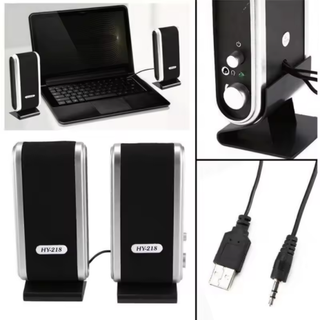 適用於筆記型電腦的 6W USB 2.0 有線立體聲揚聲器，帶 3.5mm 音訊接口，兼容 PC、筆記型電腦和 Mac，並配備無線藍牙功能選項。